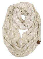 C.C. Cable Knit Infinity Scarf - Fuzzy Lined