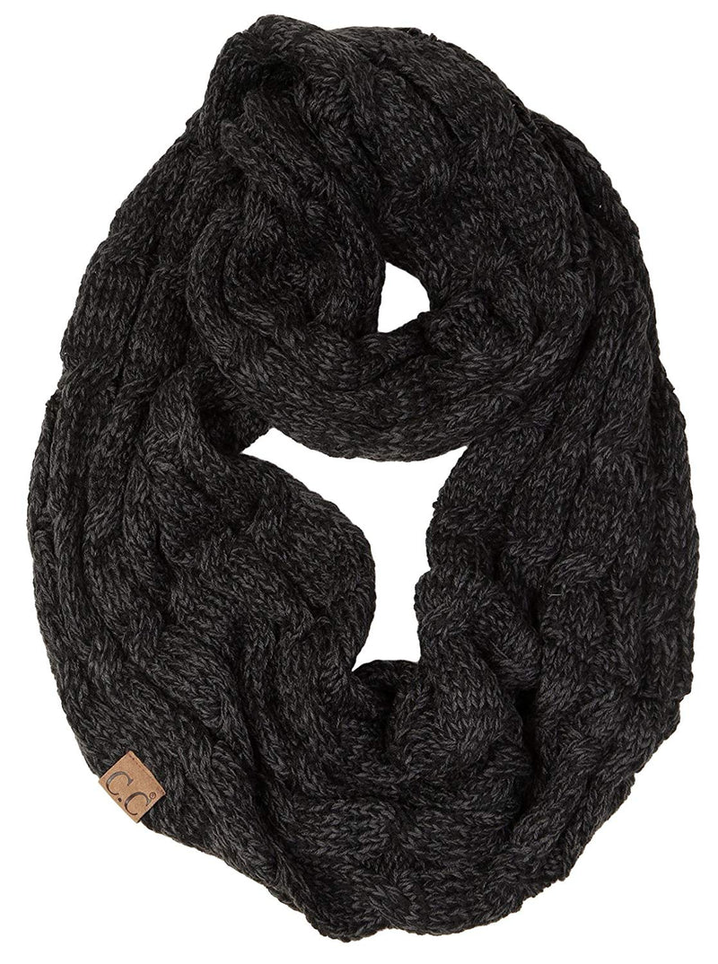 C.C. Cable Knit Infinity Scarf - Tricolor Mix