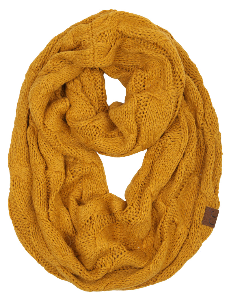 C.C. Cable Knit Infinity Scarf - Solid Colors