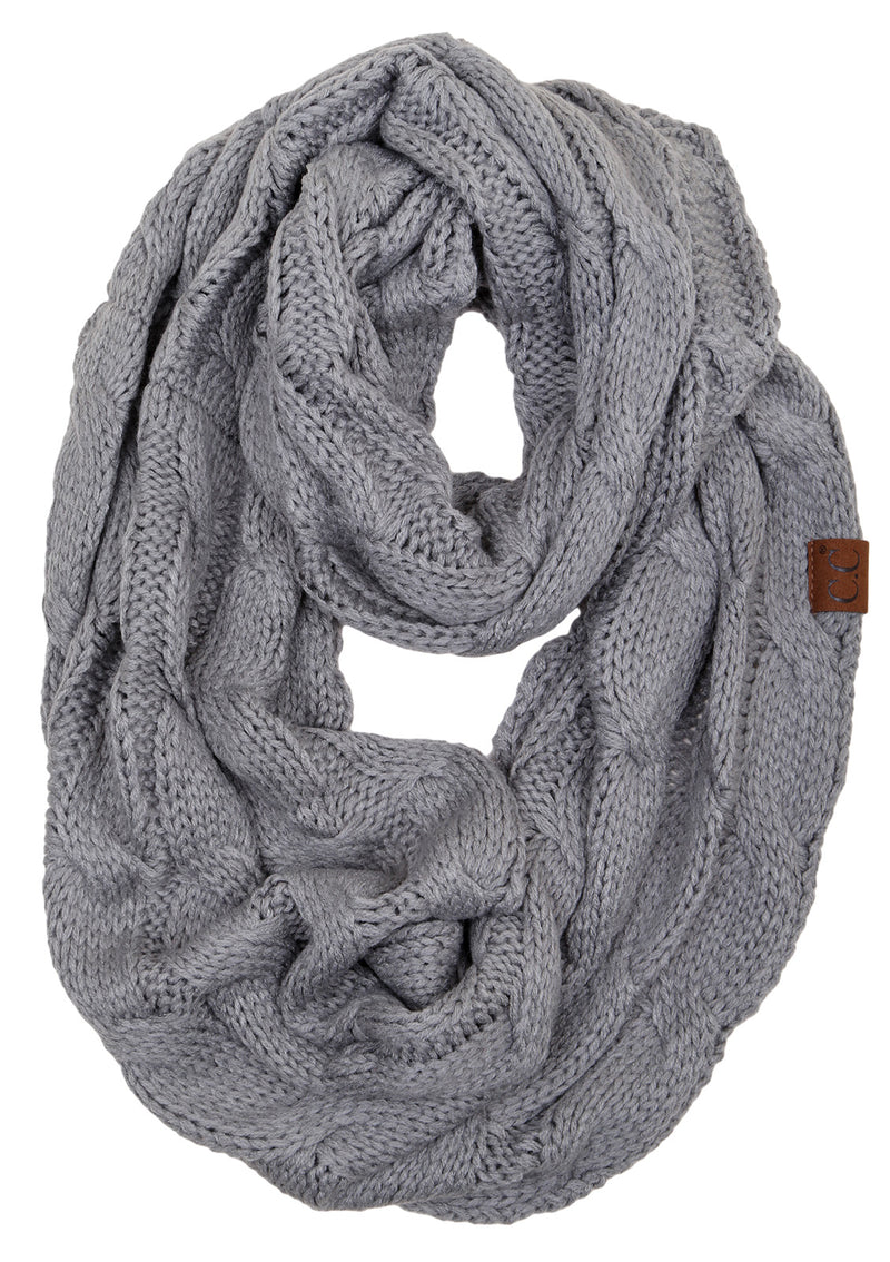 C.C. Cable Knit Infinity Scarf - Solid Colors