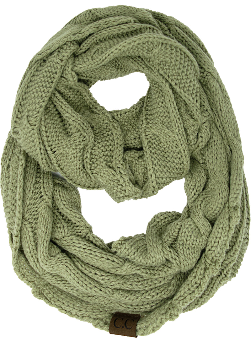 C.C. Cable Knit Infinity Scarf - Solid Colors
