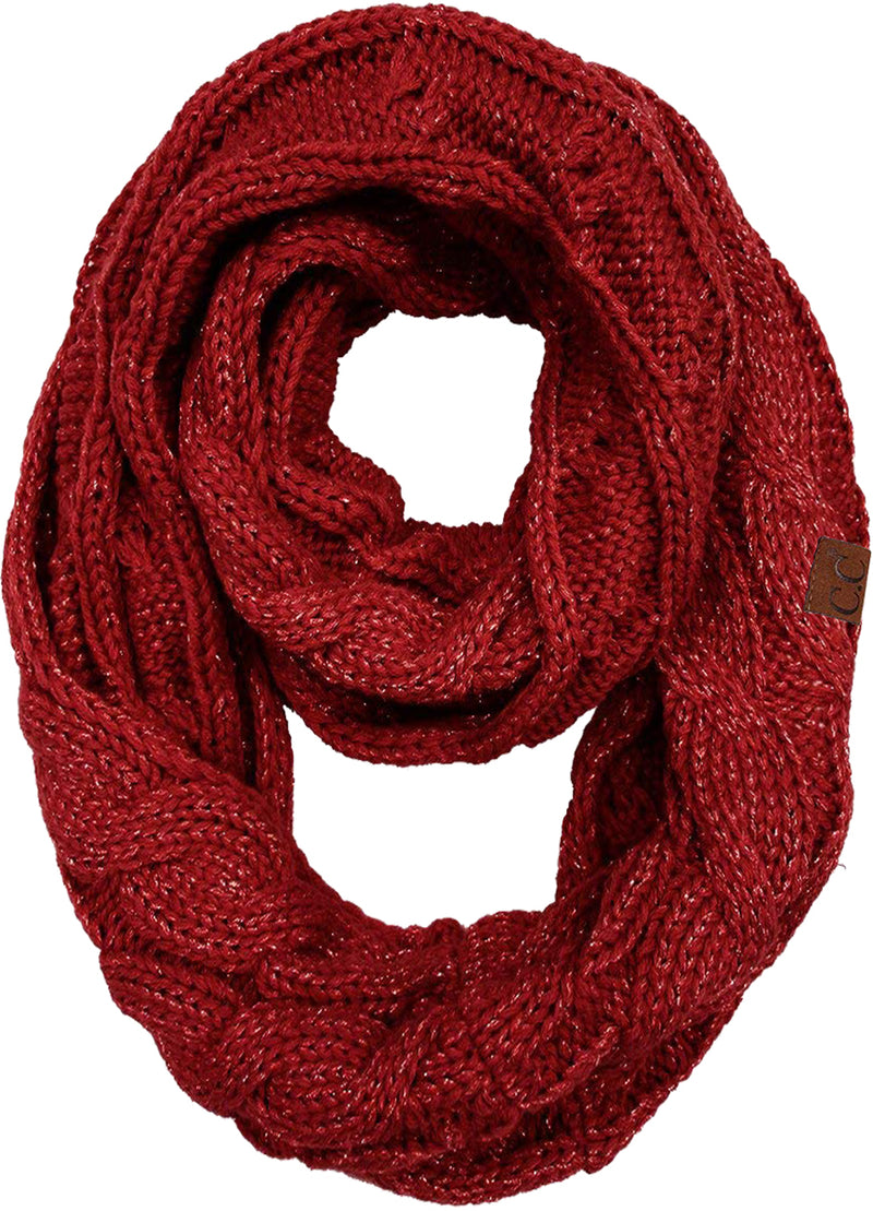 C.C. Cable Knit Infinity Scarf - Metallic