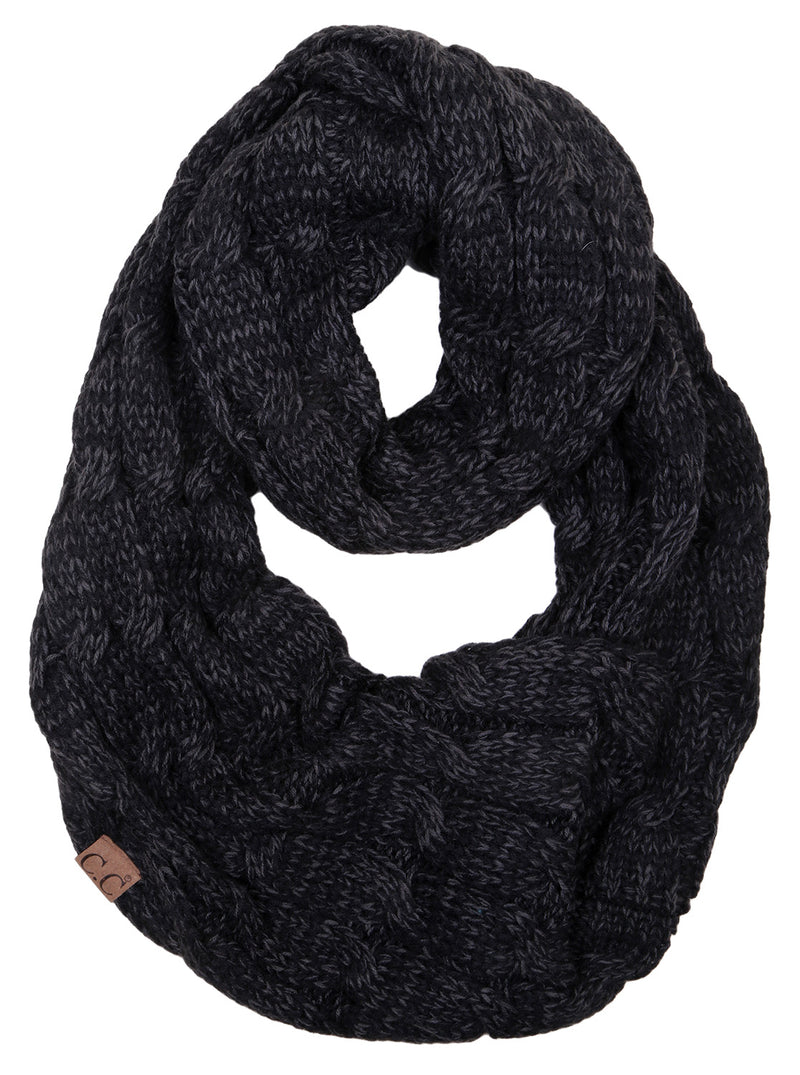 C.C. Cable Knit Infinity Scarf - 2 Tone
