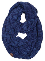C.C. Cable Knit Infinity Scarf - 2 Tone