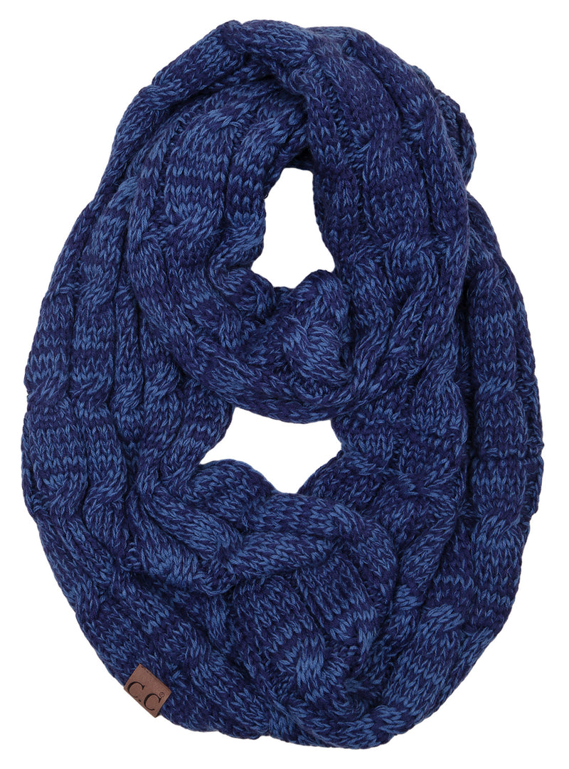 C.C. Cable Knit Infinity Scarf - 2 Tone