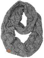C.C. Cable Knit Infinity Scarf - 2 Tone