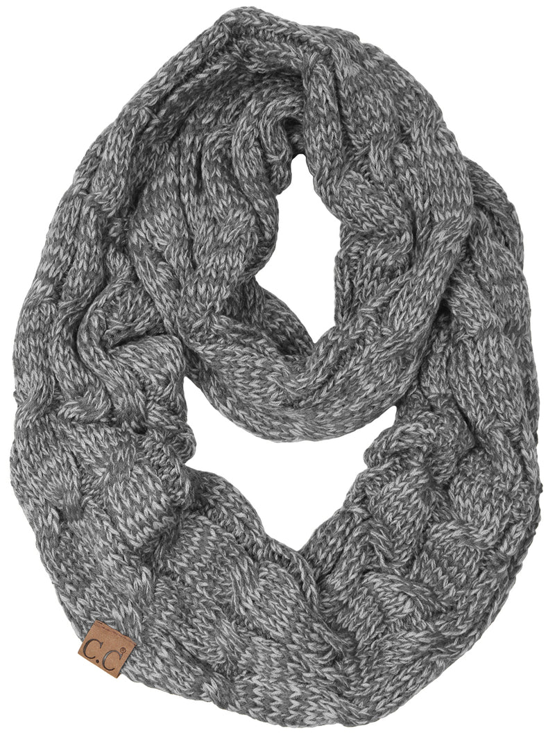 C.C. Cable Knit Infinity Scarf - 2 Tone