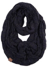 C.C. Cable Knit Infinity Scarf - 2 Tone