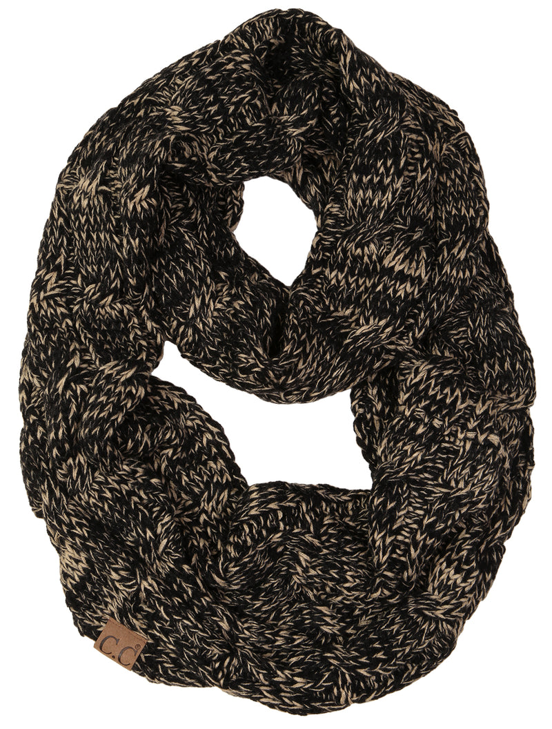 C.C. Cable Knit Infinity Scarf - 2 Tone