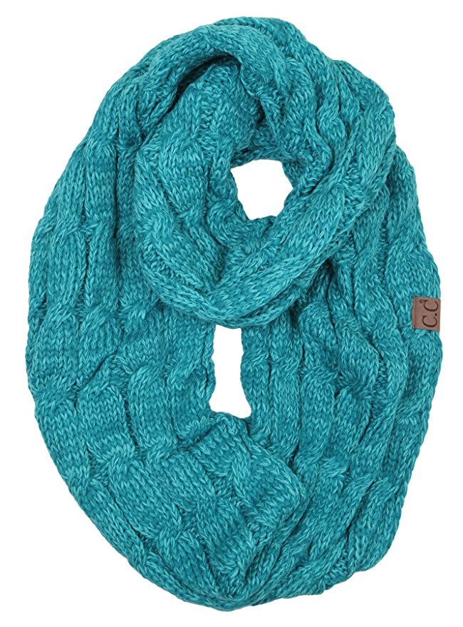 C.C. Cable Knit Infinity Scarf - 2 Tone