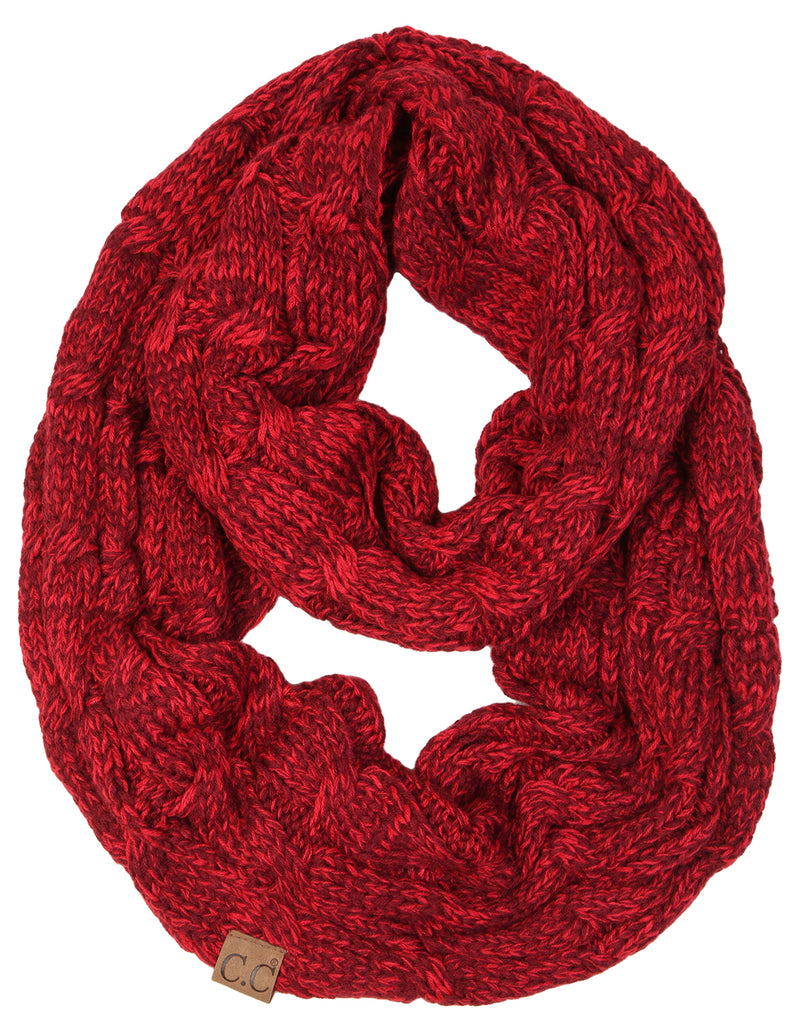 C.C. Cable Knit Infinity Scarf - 2 Tone