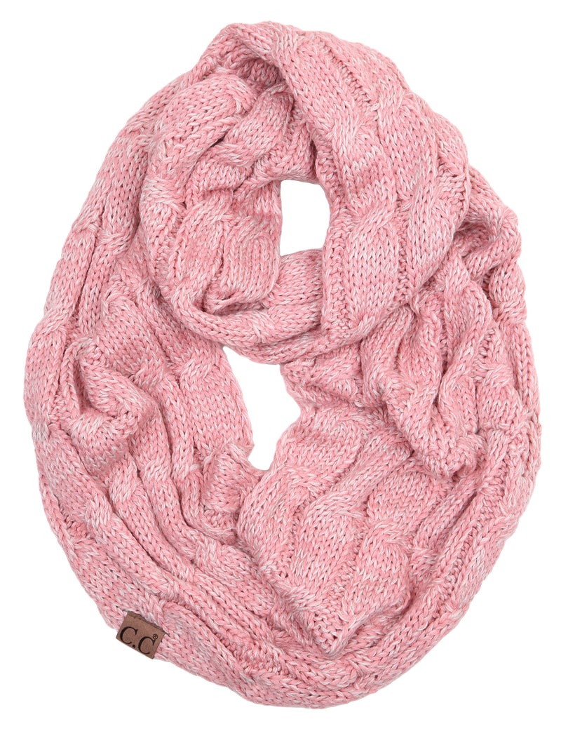 C.C. Cable Knit Infinity Scarf - 2 Tone