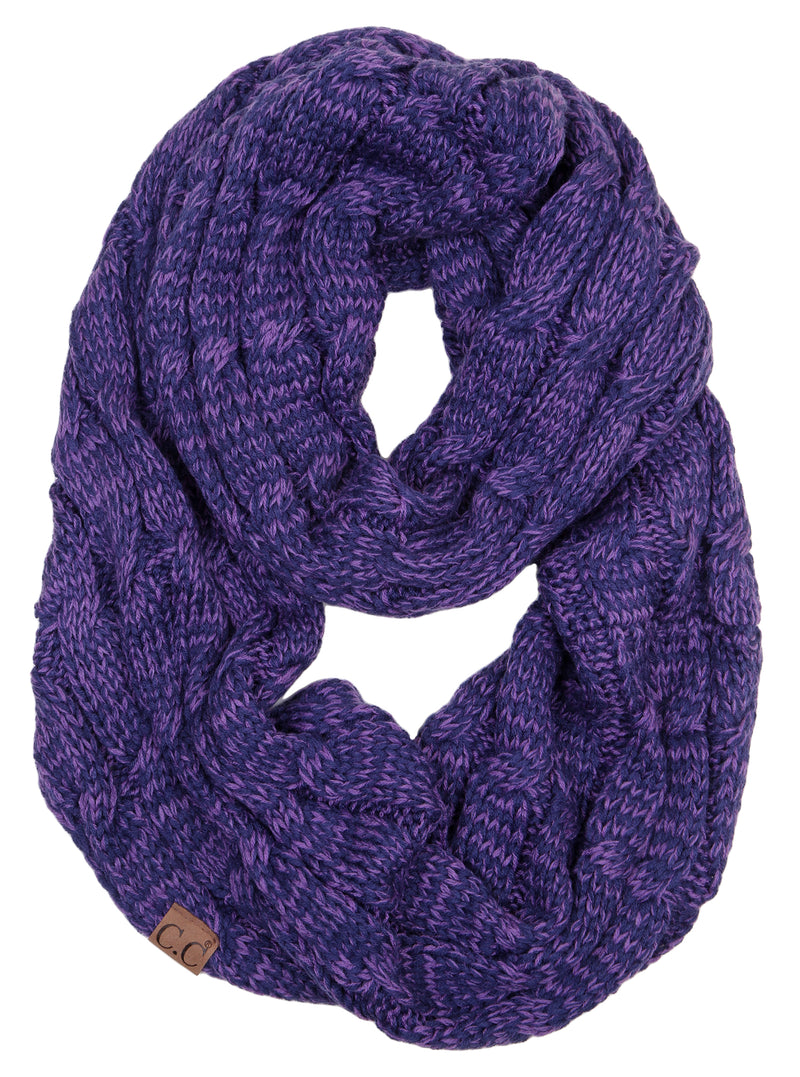 C.C. Cable Knit Infinity Scarf - 2 Tone