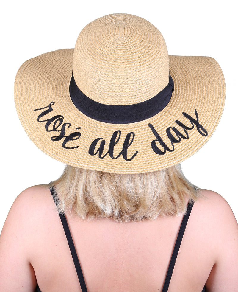 C.C Embroidered Sun Hat - Rosé All Day