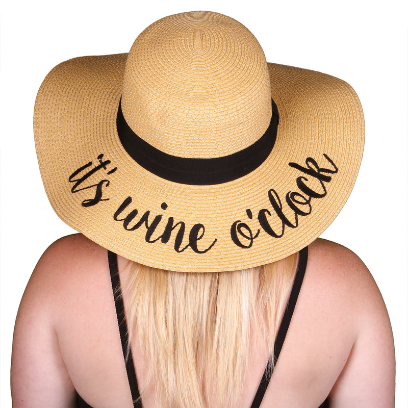 C.C Embroidered Sun Hat - It's Wine O'Clock