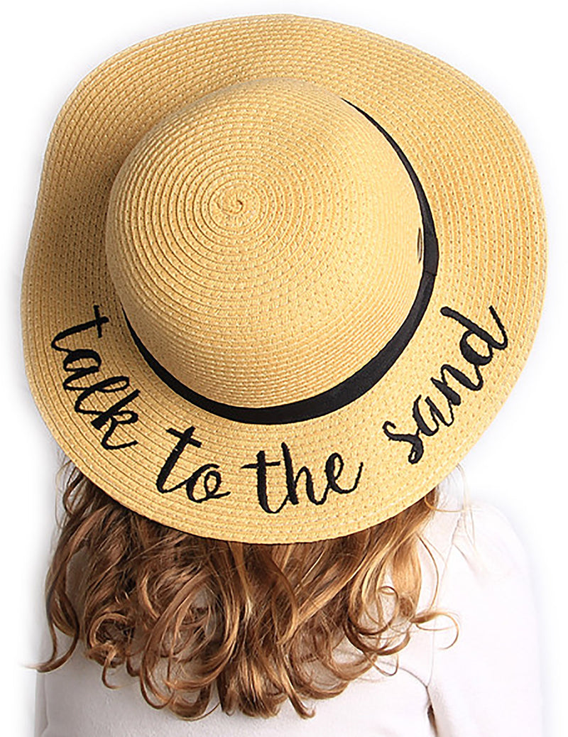 C.C Girls Embroidered Sun Hat - Talk to the Sand (Natural)