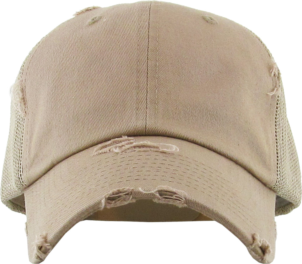 Distressed Trucker Hat - Khaki