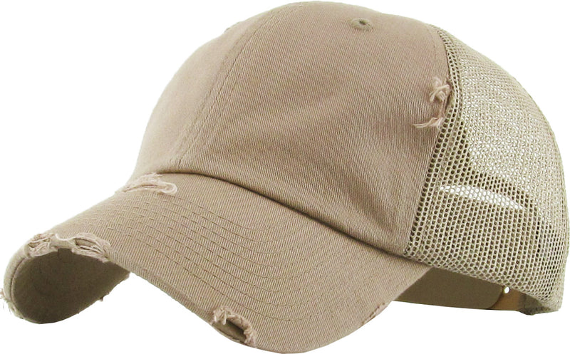 Distressed Trucker Hat - Khaki