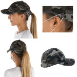 Criss Cross Ponytail Hat w/ Buttons