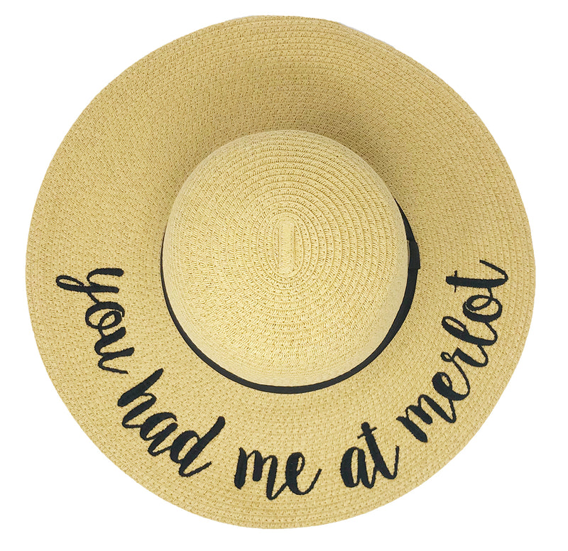 C.C Embroidered Sun Hat - You Had Me at Merlot