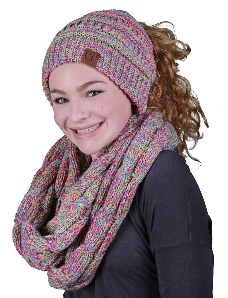 C.C BeanieTail Bundled With Matching Infinity Scarf - Rainbow #11