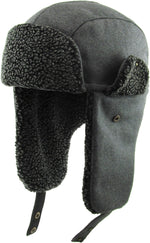 Trapper Hat - Black Faux Fur Water Resistant