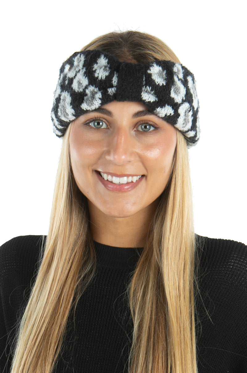 Womens Headwrap Soft Knit Warm Ear Warmer Bow Turban Style Headband