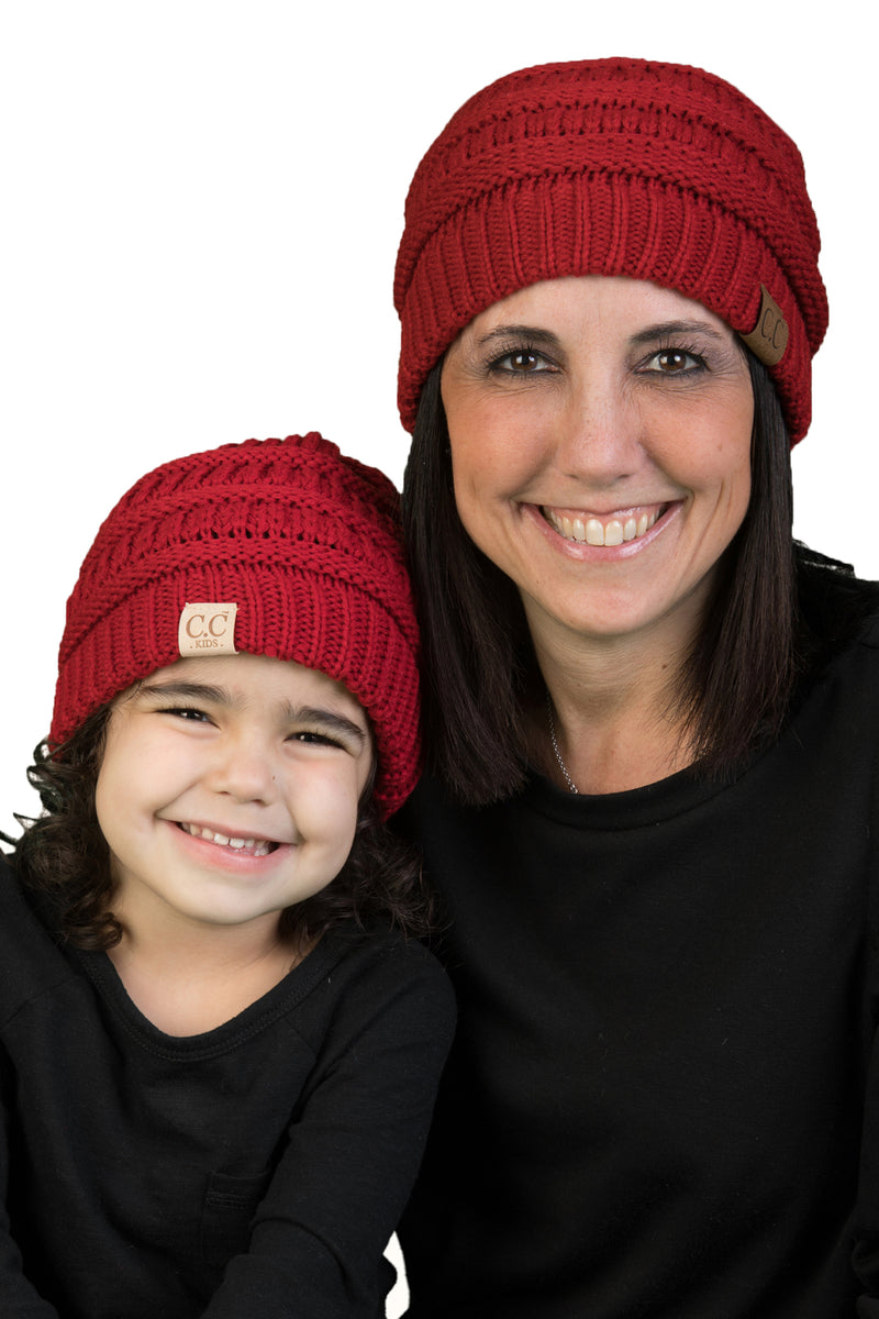 C.C Women & Children's Matching Beanie Bundle - Red