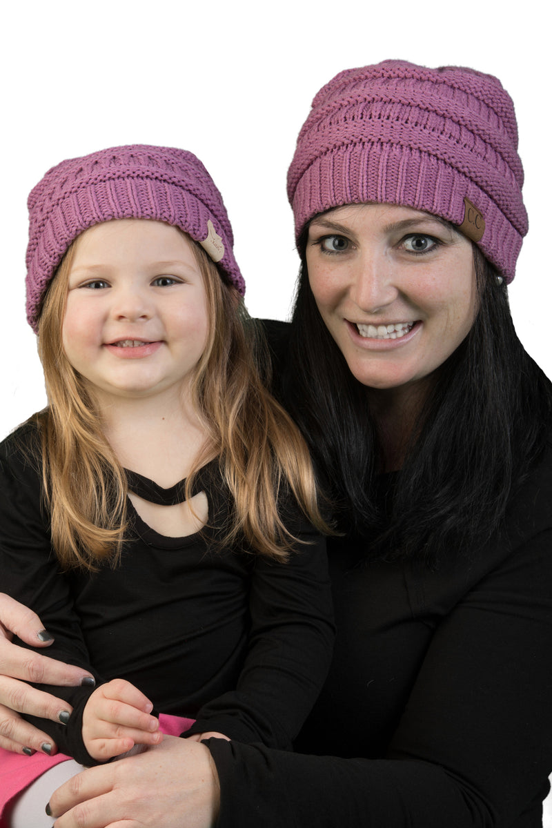 C.C Women & Children's Matching Beanie Bundle - Lavender