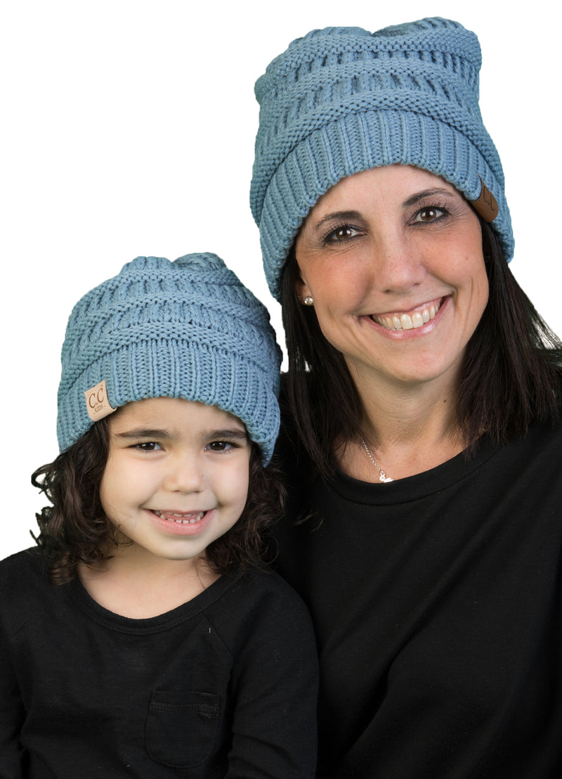 C.C Women & Children's Matching Beanie Bundle - Denim