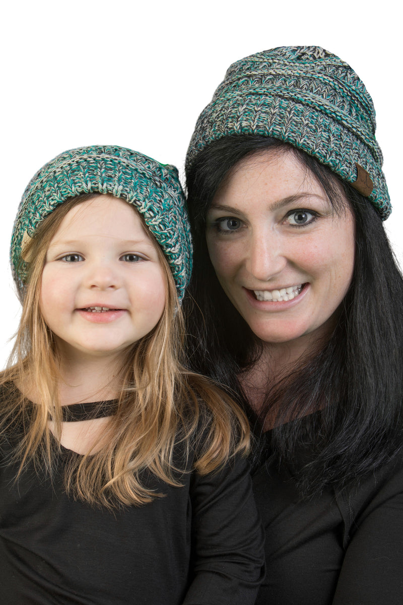 C.C Women & Children's Matching Beanie Bundle - Turquoise Mix #3