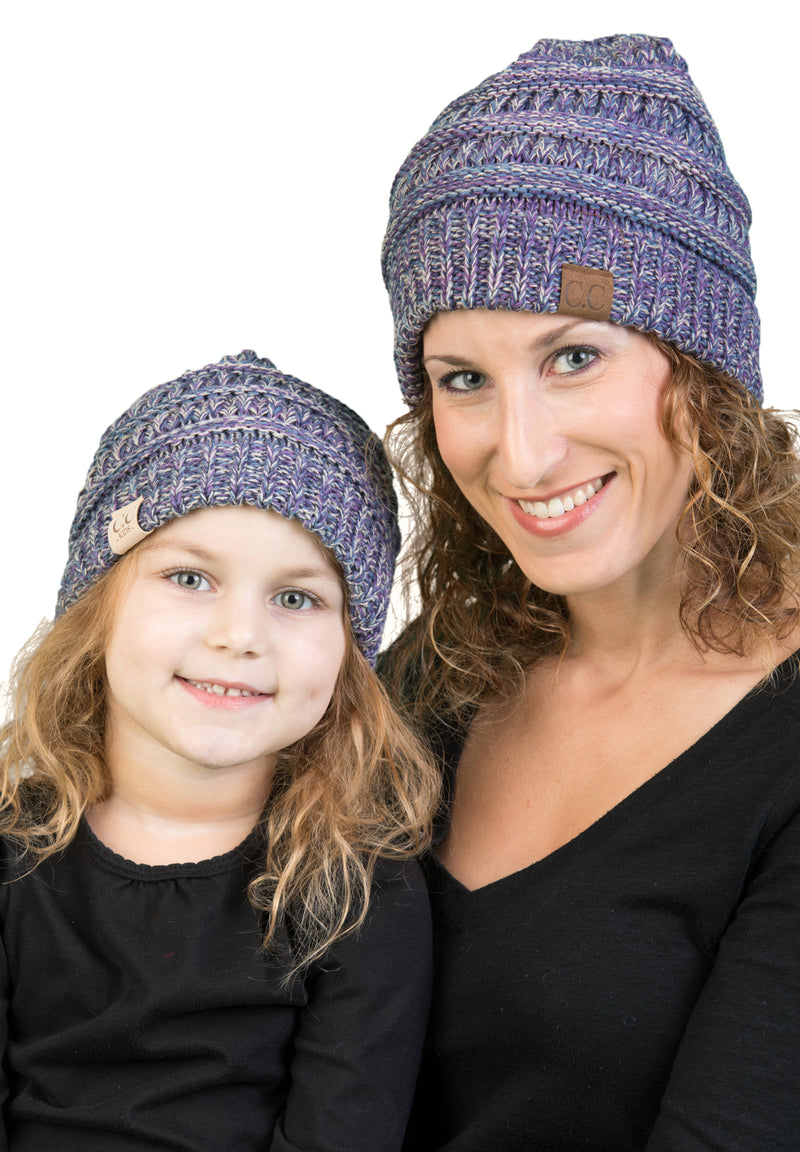 C.C Women & Children's Matching Beanie Bundle - Purple Mix #2