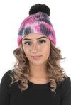 Tie Dye Faux Fur Colored Pom Beanie