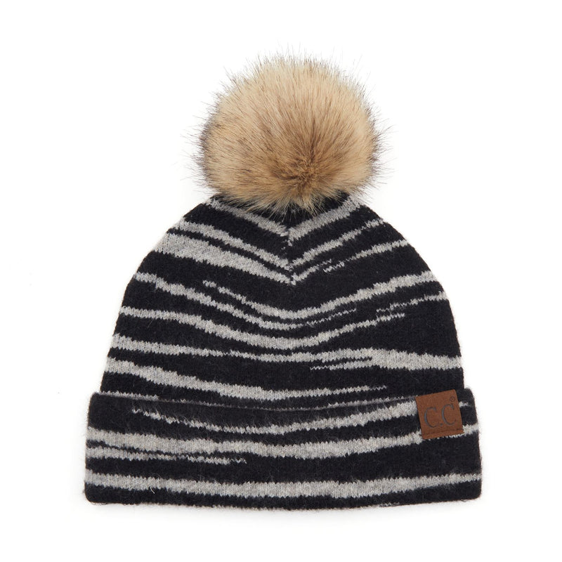 C.C. Faux Fur Pom Hat: Animal Print