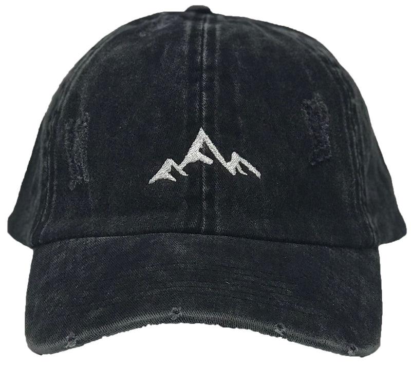 Unconstructed Dad Hat - Mountain (Distressed Black)