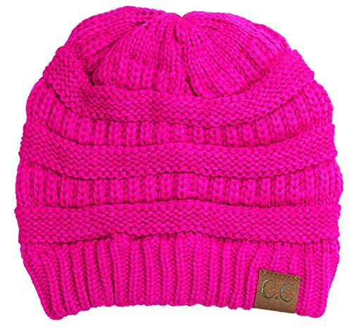 C.C. Classic Fit Cable Knit Beanie - Neon