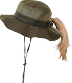 Ponytail Sun Hat w/Removable Chin Strap