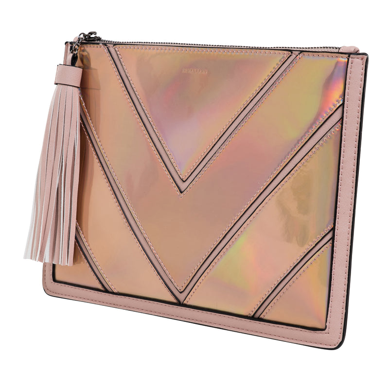 Funky Junque Evening Clutch - Metallic Chevron Rose