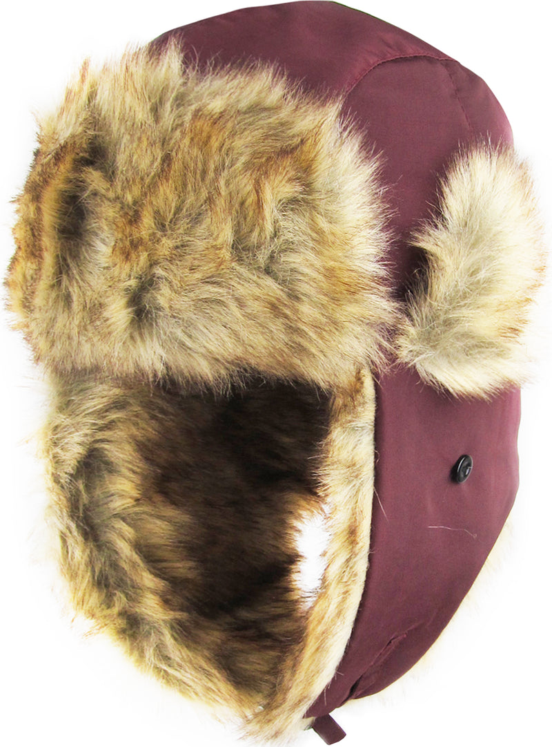 Trapper Hat - Black Faux Fur Water Resistant